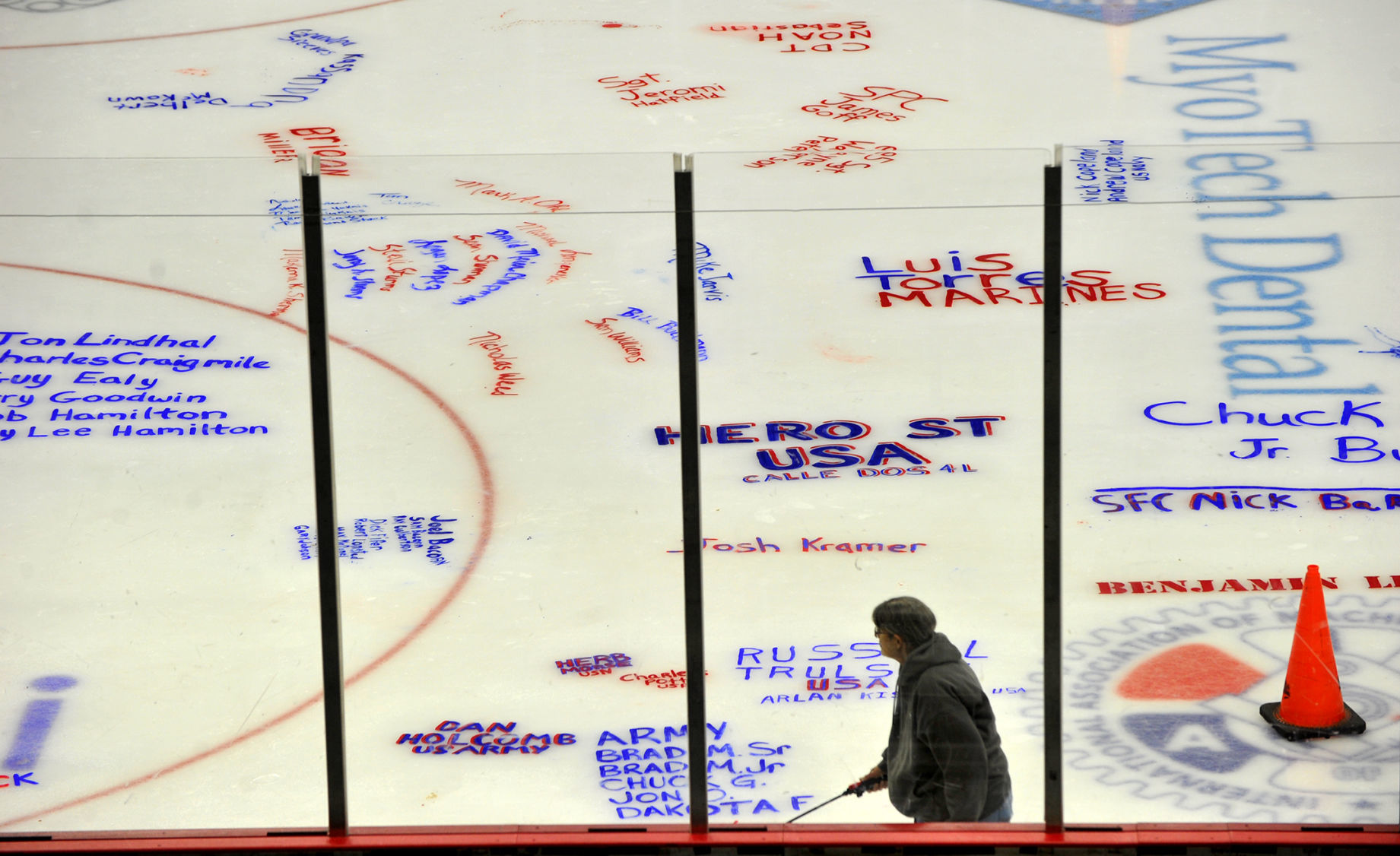 Salute To Military ice painting at the TaxSlayer Center